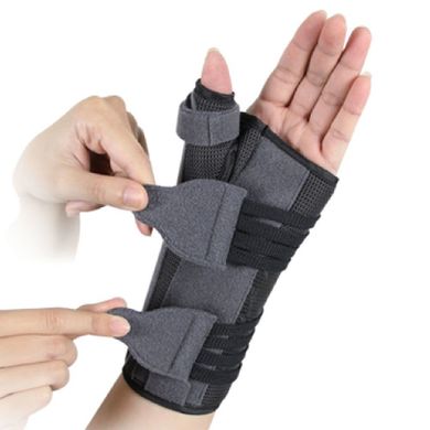 Ортез на левую руку для лучезапястного сустава и большого пальца с анатомическими шинами, размер S